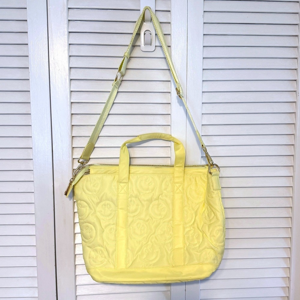 Stoney Clover Lane Mini Tote Bag Quilted Smiley Face Yellow Womens Crossbody‎
